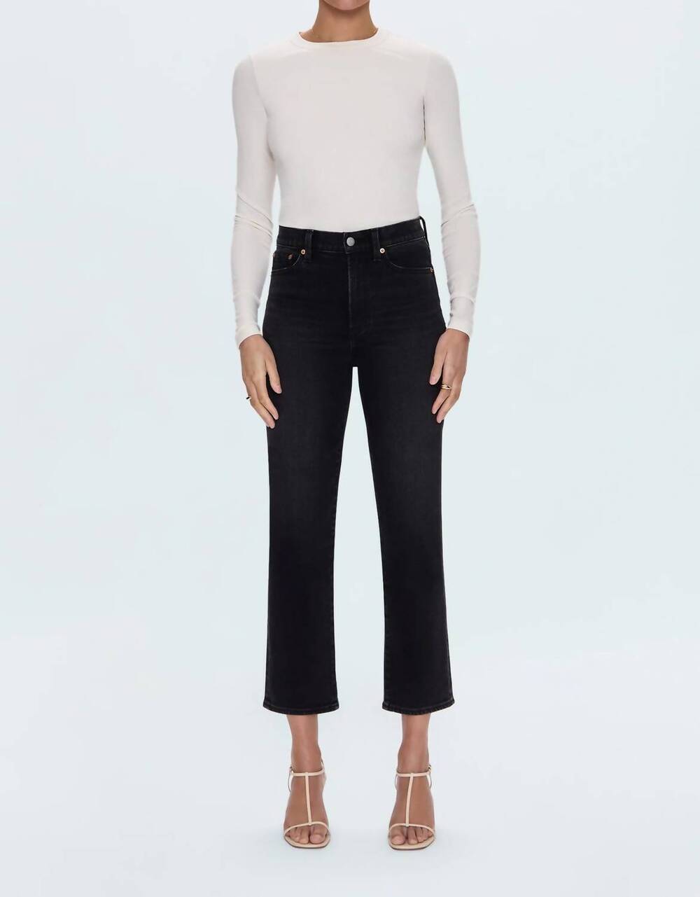 NEW ENVYA charlie high rise classic straight ankle jeans in dark midnight